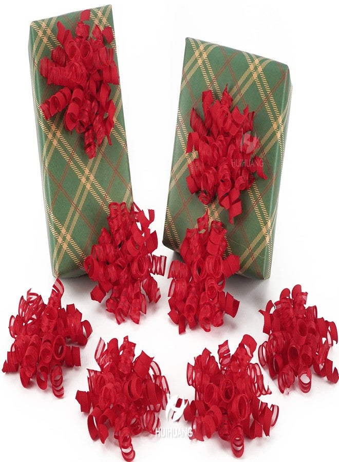 HUIHUANG Red Bows for Gift Wrapping Christmas Gift Bows 5 inch x 8 Counts Self-Adhesive Curly Ribbon Bow for Presents, Paper Bag, Party Favors, Wrapping Accessories, Holiday Wedding Decoration - Image 1